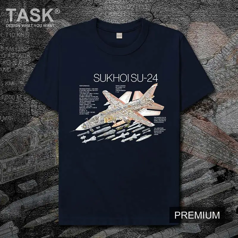 

Russia Air Force Sukhoi Su24 Fighter printed short-sleeved t-shirt men's weapon fan O-Neck sport hipster cotton half sleeve tees