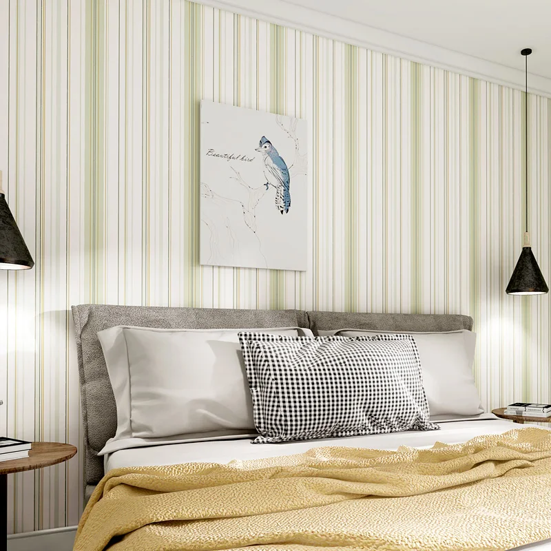 

TT Blue Mediterranean Style Vertical Stripes Wallpaper Living Room Bedroom Nordic Children's Room Wallpaper