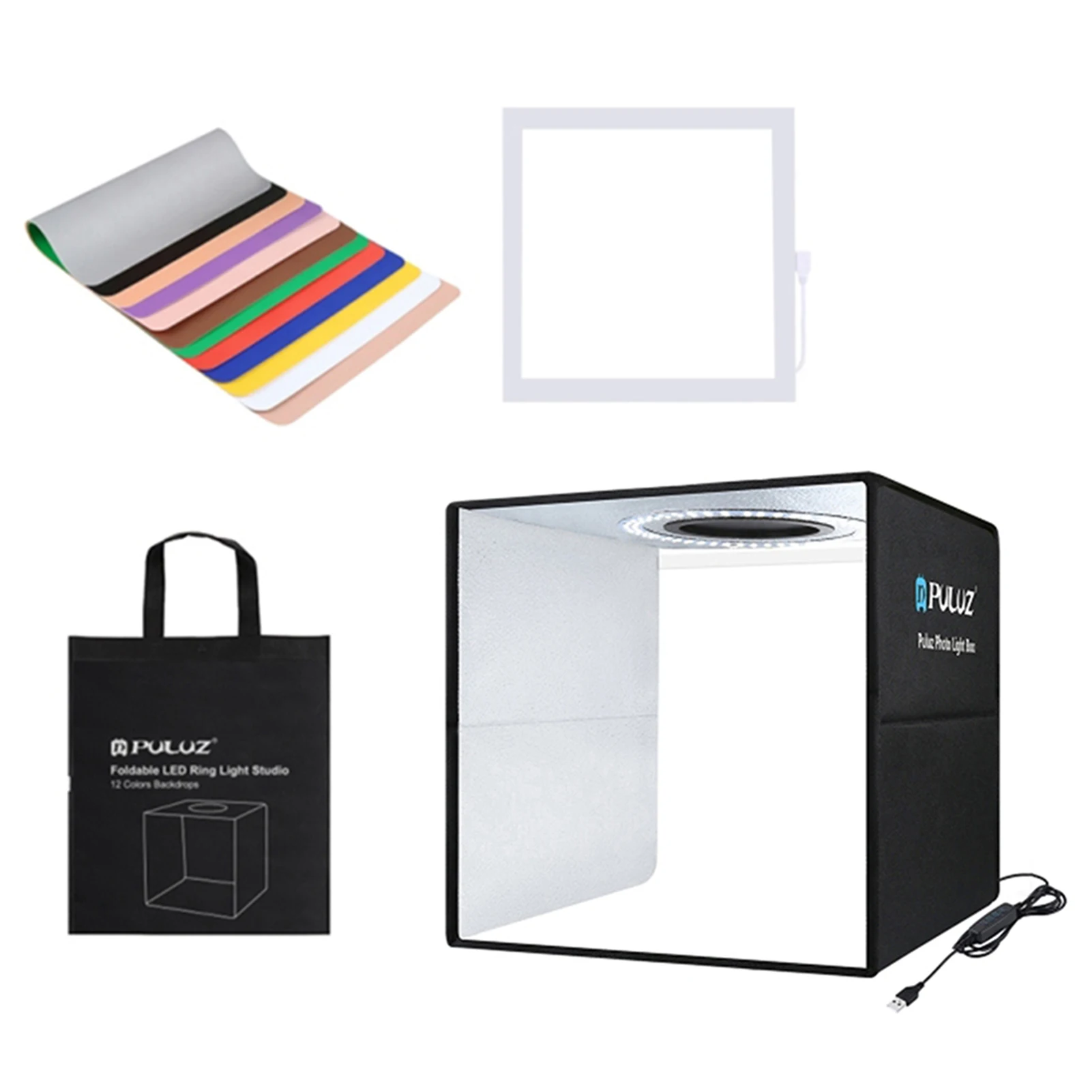 

PULUZ 25cm Tent Box Ring LED Photo Lighting Studio Tent Box 10 Levels Dimmable Brightness USB Light Lamp Panel Backdrop Tent Box