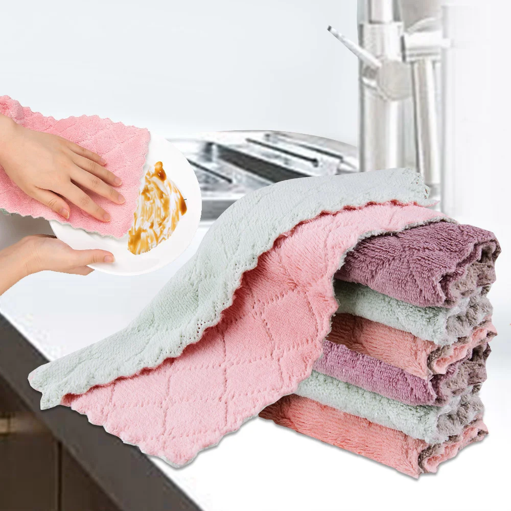 

Moboss 1/3/4/5 Pcs Home microfiber towels for kitchen Absorbent thicker cloth for cleaning Micro fiber wipe table kitchen towel