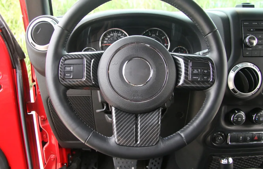 Для Jeep Wrangler JK 2011- аксессуары для салона автомобиля костюмы украшения 4 двери автомобиля Стайлинг хром красный синий карбоновое волокно 18 шт