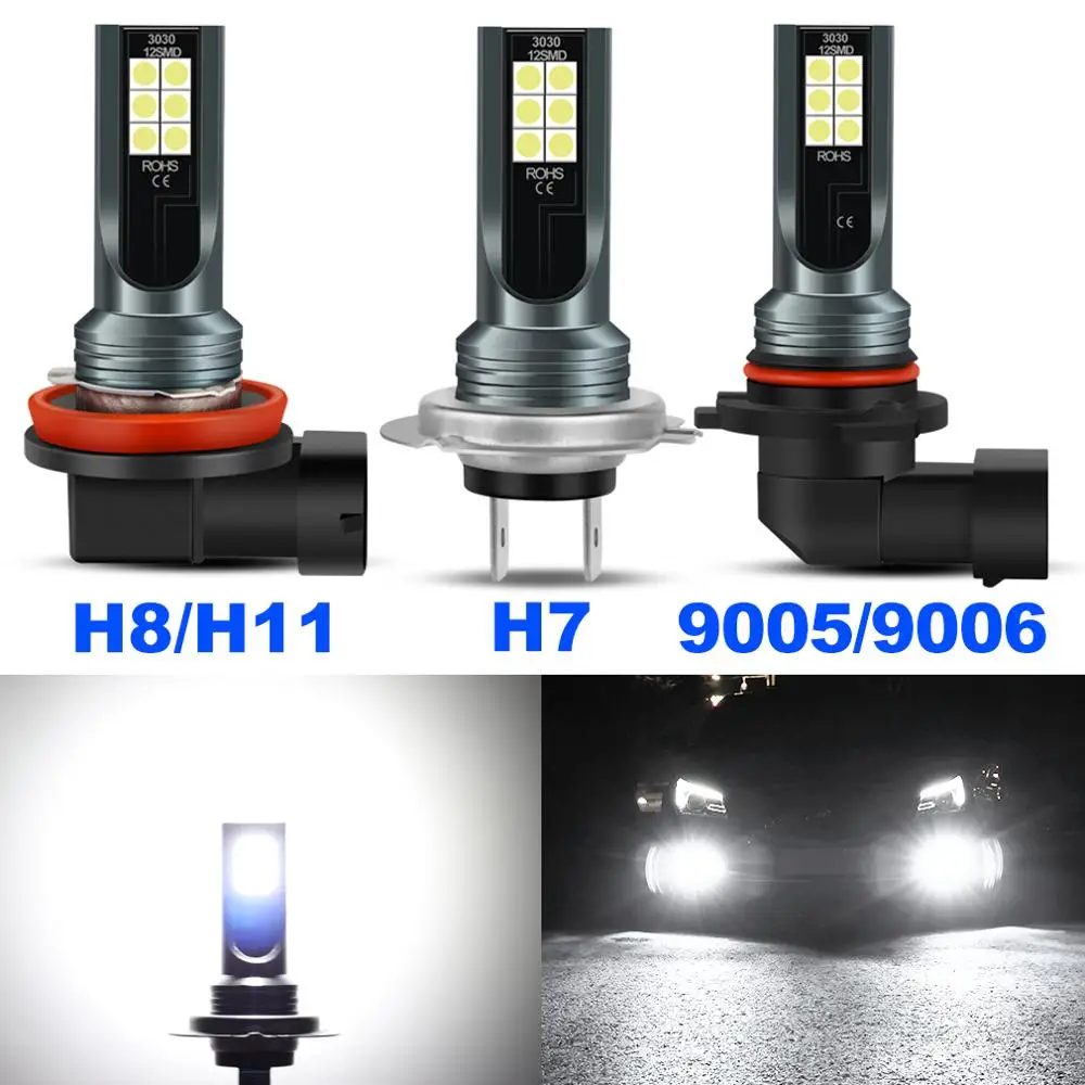 2 шт. Автомобильные светодиодные лампы H7 H11 H8 9005 HB3 9006 HB4 6000K 12 В|Передние LED-фары для