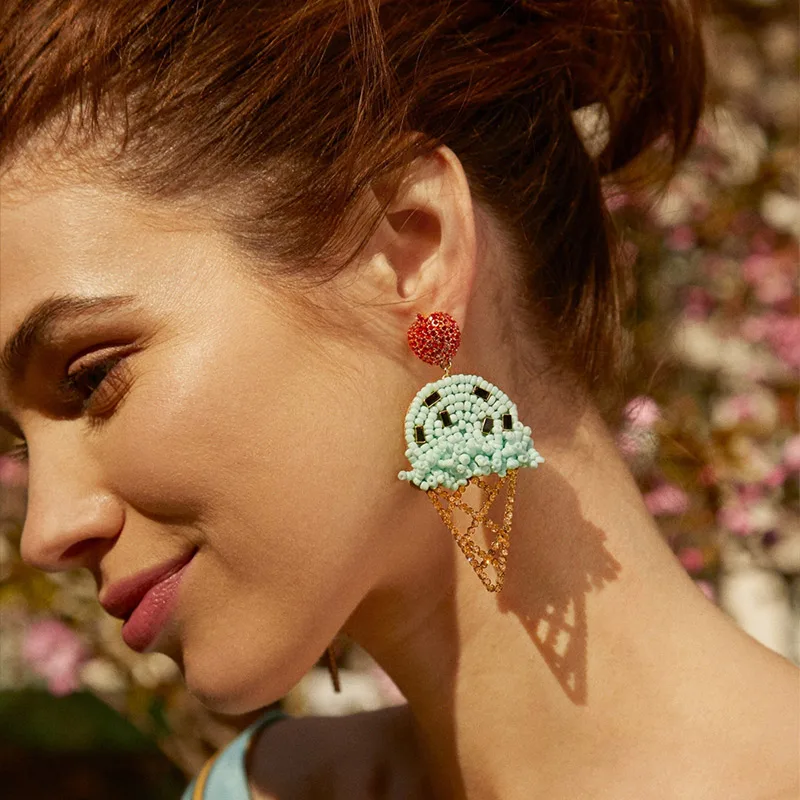 FLOLA дизайнерский Кристалл мороженое Висячие серьги ювелирные изделия массивные