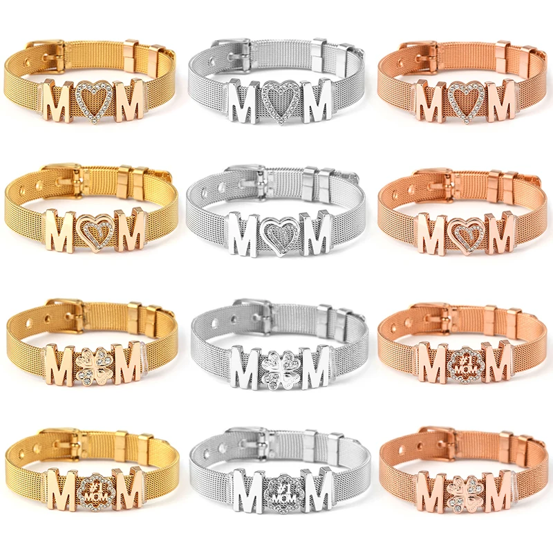 

The New keeper Simple Stainless Steel Titanium Steel Ladies Bracelet With MOM Alloy Accessories Cross-Border Direct Shipment