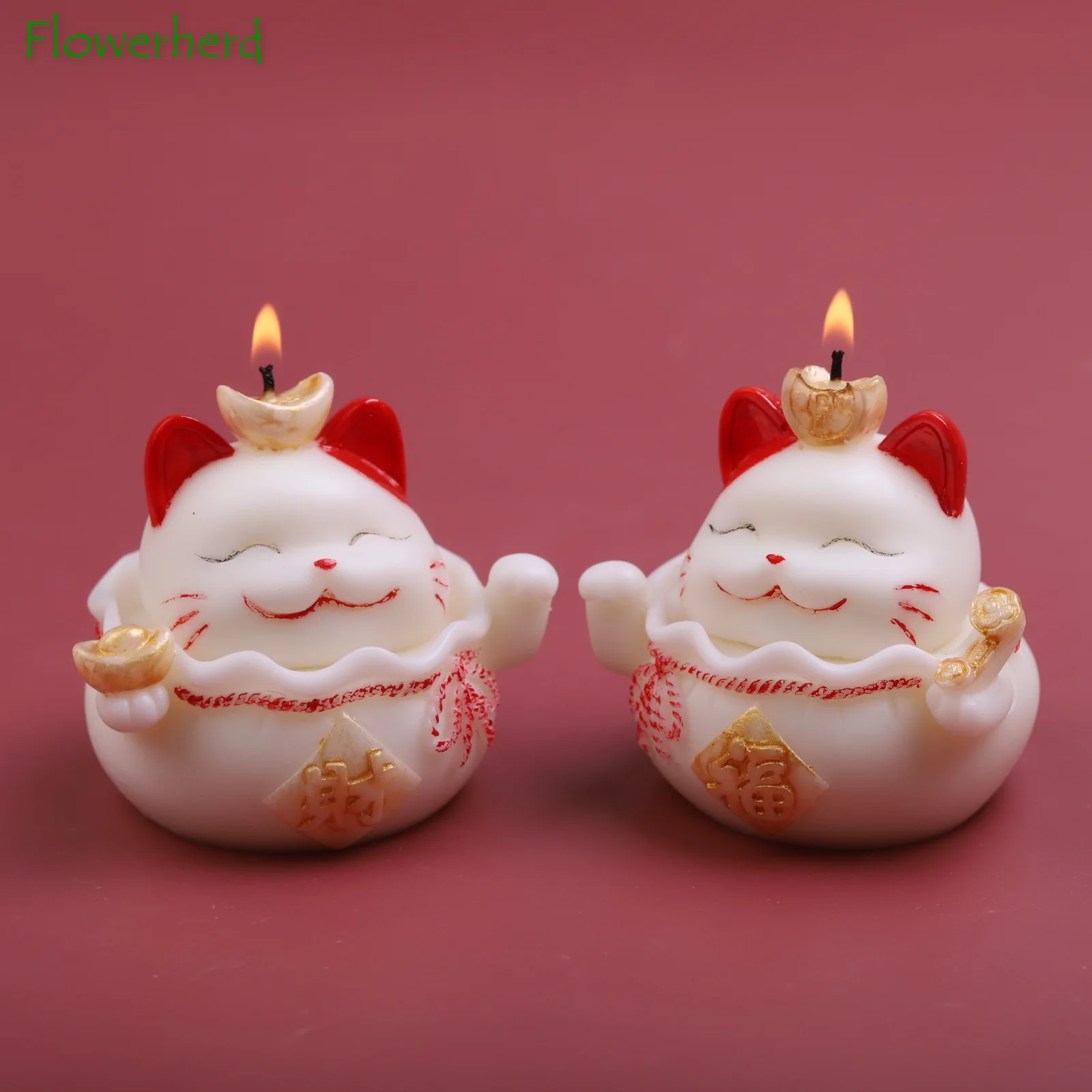 

New Lucky Cat Scented Candle Silicone Mold DIY Plaster Fragrance Home Decoration Baking Mousse Mold Cake Decoration Resin Mold