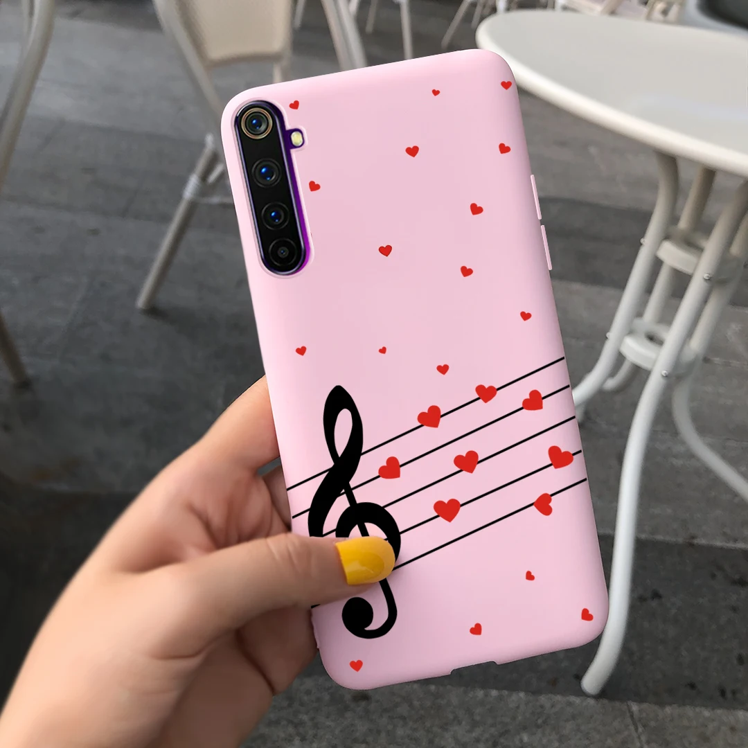 Симпатичный чехол для телефона Realme 6 6i 6S с сердечком, из матового силикона TPU на задней стенке, Funda для Realme Pro, с бампером на Realme6 i 6s.