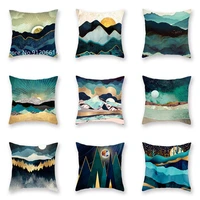 sunset sunrise cushion covers beautiful landscape cushion cover decorative mountain secnery pillow case peach skin fabric
