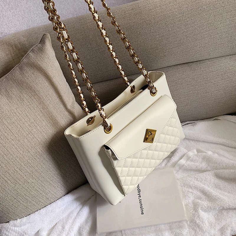 Европа и Америка ins большая сумка женская 2019 Новая мода цепь из ромбов емкость