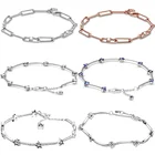 Звеньевая цепочка и камни, сверкающие звезды, Маргаритка, цветок, ПАВЕ, барный браслет, подходит для женского серебряного браслета, бусина, очаровательные ювелирные изделия своими руками