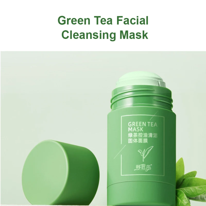 

1PC Green Tea Solid Mask Cleansing Mask Moisturizing Blackhead Oil Control Clearing And Fine Pores Mud Mask Skin Face Care TSLM1