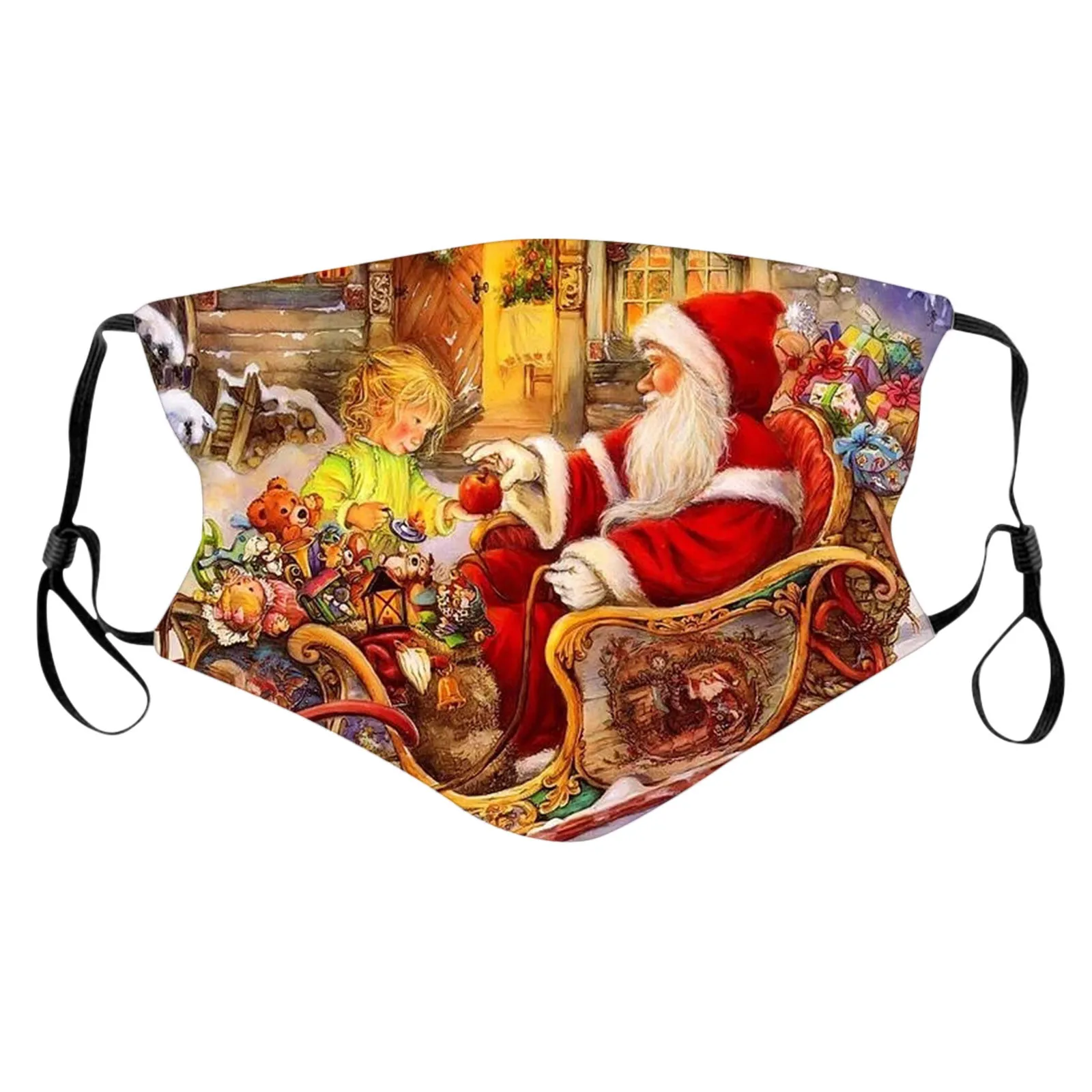 

5PCS Adult Christmas Prints Outdoor Protection Face Mask Washable Resuable Earloop Mouth Mask Antiviral Mascarillas Reutilizable