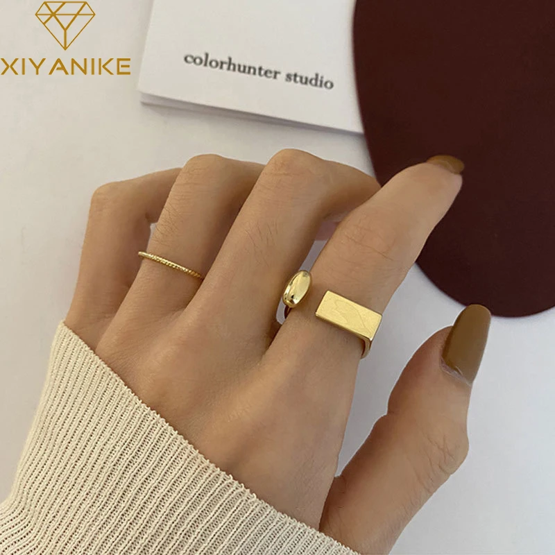 

Женское Открытое кольцо с геометрическим рисунком, из серебра 925 пробы