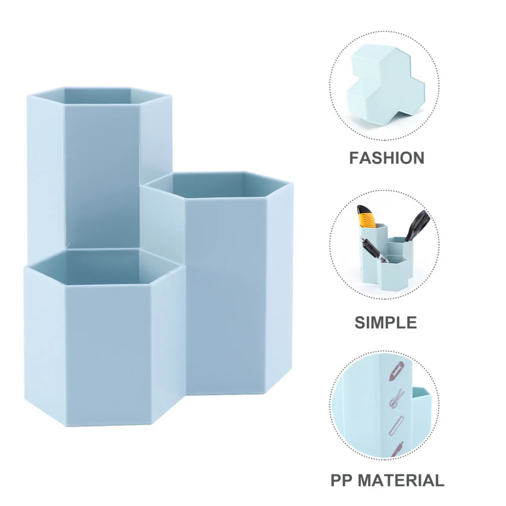 

1PC Multifunctional Desktop Organizer Hexagon Stationery Pens Holder Case Box