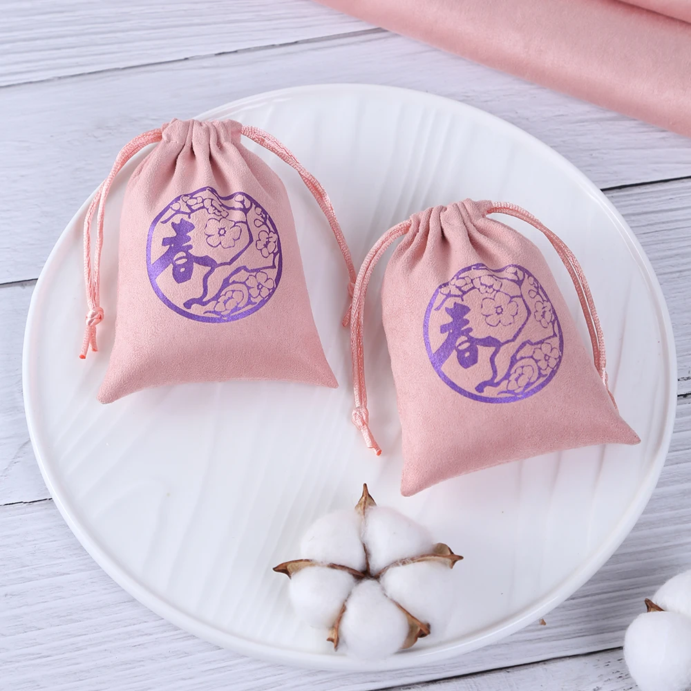 

Personalized Pink Gift Bag for Wedding Party Candy Makeup Drawstring Pouch Flannel velvet Jewelry Packaging Display Custom Logo