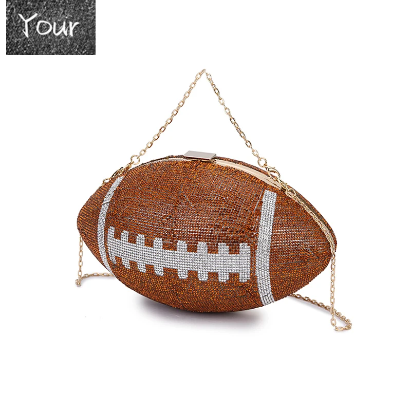 

Luxury Diamond Rugby Design Evening Clutch Bags for Women Shiny Rhinestone Shoulder Crossbody Bag Lady Party Small Purses 2020