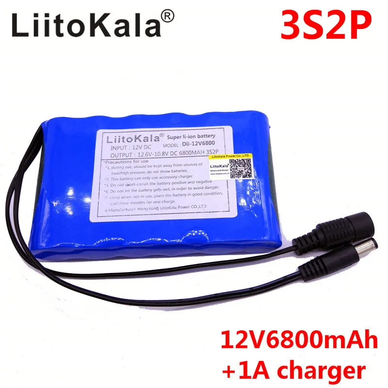 HK LiitoKala Высокое качество DC 12V 6800mAh 18650 Li Ion аккумуляторная батарея зарядное