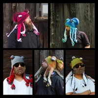 new funny octopus hat mens octopus beard costume hand woven wool hat cosplay party winter warm couple hat