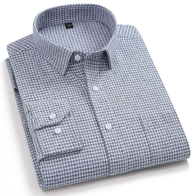 Мужская Фланелевая рубашка Aoliwen серая клетчатая с нагрудным карманом модная