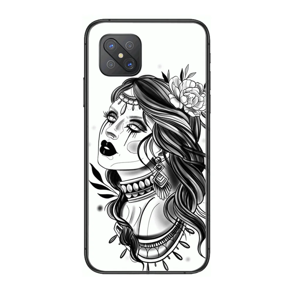 

Art style Soft silicone TUP Cool Matte Fashion Phone Case cover For OPPO A91 9 83 79 92s 5 F9 A7X Reno2 Realme6pro 5 black tp