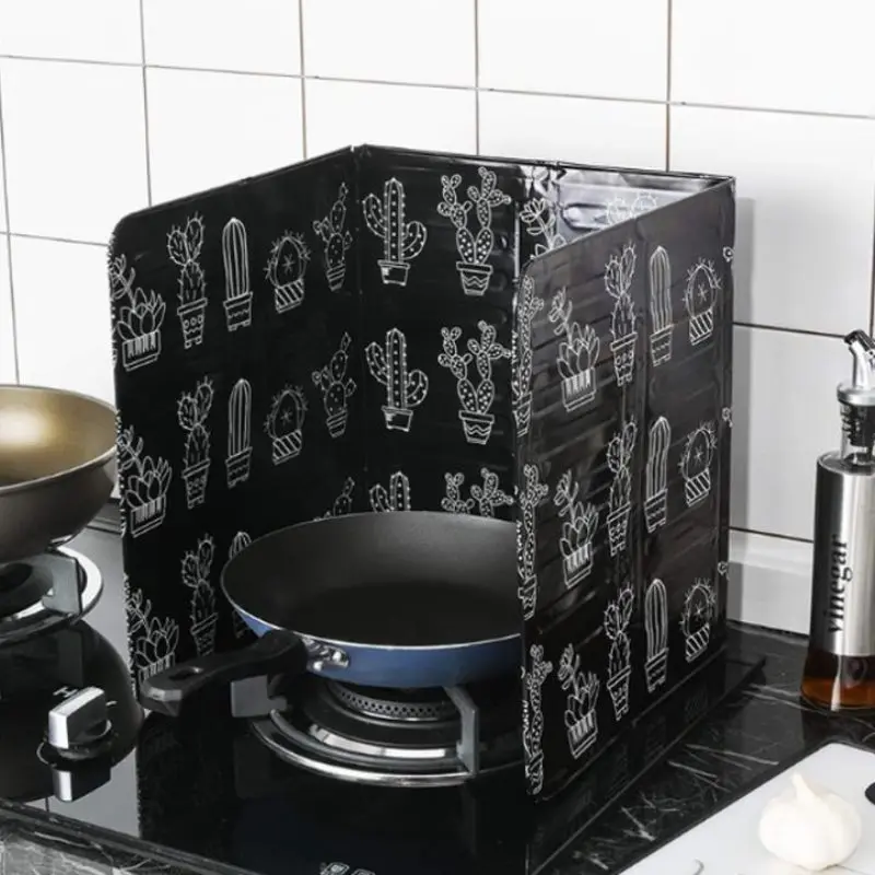 

1PC Aluminum Foldable Kitchen Gas Stove Baffle Plate Black White Frying Pan Oil Splash Protection Screen Kichen Tool Accessories