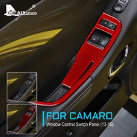 carbon fiber for chevrolet camaro 2013 2014 2015 accessories interior trim door window lifter control switch panel cover sticker