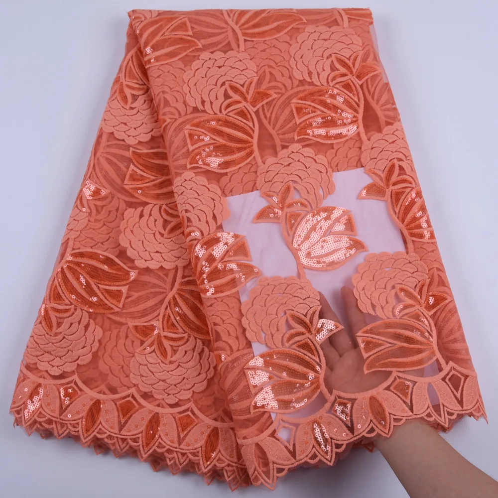 Новинка красное вино африканская кружевная ткань с вышивкой тюль блестками 5