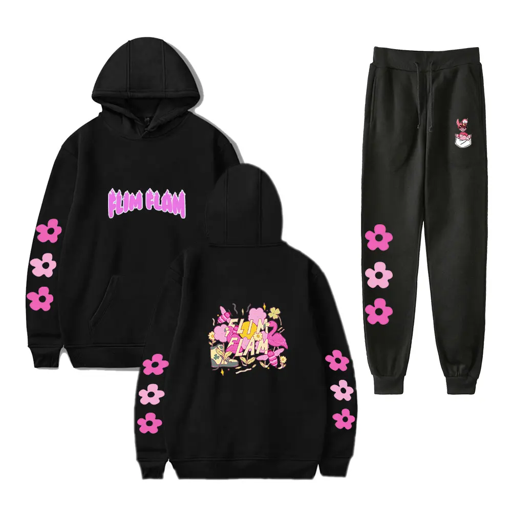 

2021 Flim Flam Flamingo Merch Strawberry Milk Box Hoodies Sweatshirt Sets Casual Streetwear Pullover Hoodie + Jogger Pants Sets