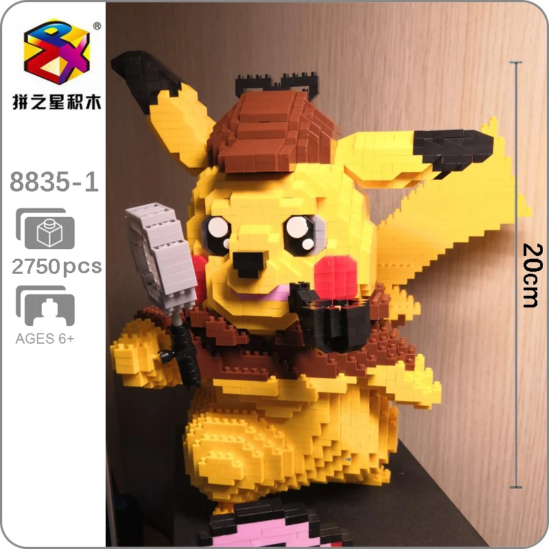 BS 8835-1 детектива Пикачу Карманный Монстр DIY 3D модель 2750 шт Мини Маленькие блоки алмазные строительные игрушки для детей без коробки