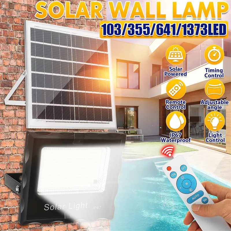 

2000W LED Solar Lamp Outdoor Remote Control Waterproof For Garden Path Street Outdoor Garden Landscape Spotlight Floodlight