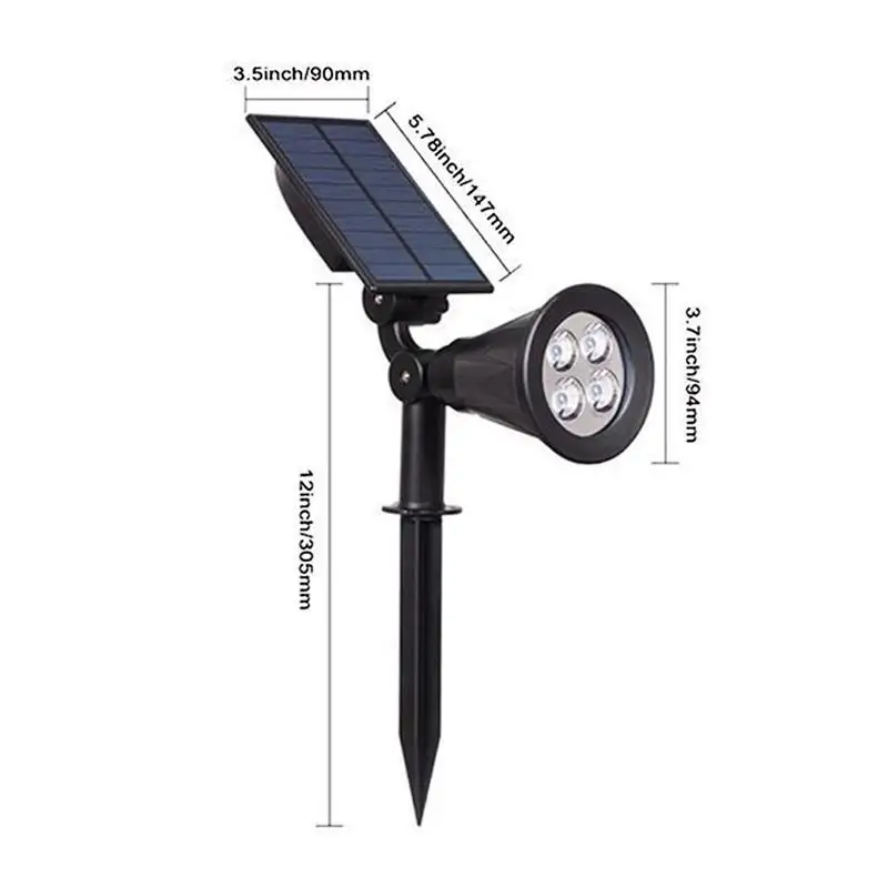 

Solar Powered 4 LED Lamp Adjustable Solar Spotlight In-Ground IP65 Waterproof Landscape Wall Light Outdoor Garden Lighting