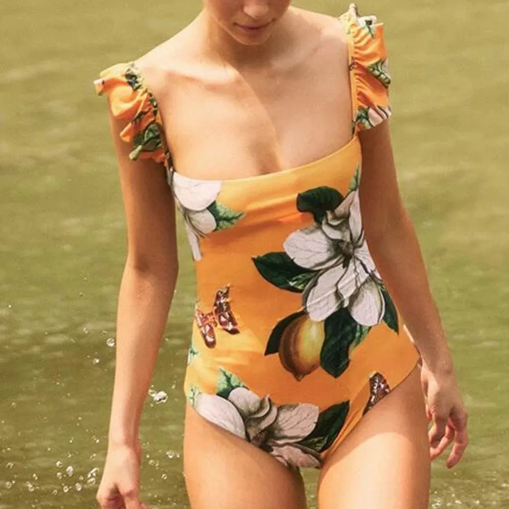 Модный сексуальный купальник KANCOOLD с квадратным вырезом и цветочным принтом