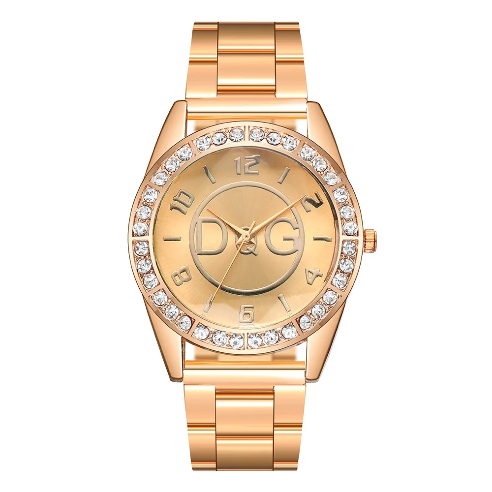 Часы женские кварцевые золотистые/серебристые из нержавеющей стали со