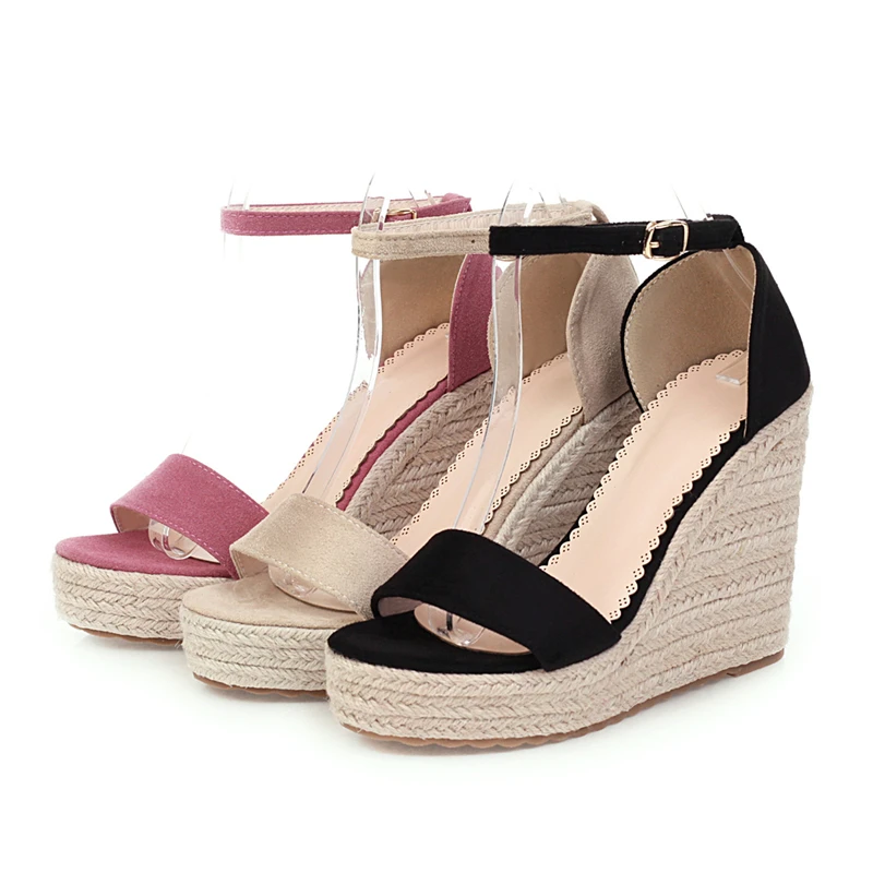 

Fanyuan Women Casual Sandals Spring Summer New Arrival Ankle Buckle Strap Wedges Sandals Fashion Concise Shoes Woman Size 34-43