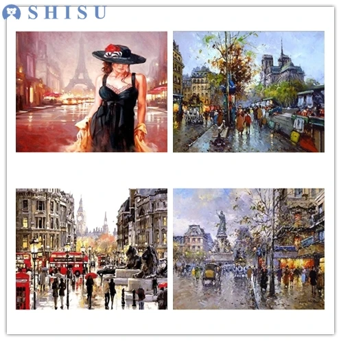 Новый ребенок DIY европейский дом рисунок пейзаж масляная Акриловая картина по