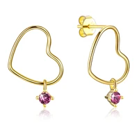 zemior sterling silver 925 jewelry heart earrings for women purple austria crystal hanging stud earring anniversary gift best