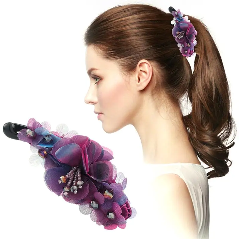 1 шт. тканевая заколка для волос в форме банана с бусинами конского хвоста заколки