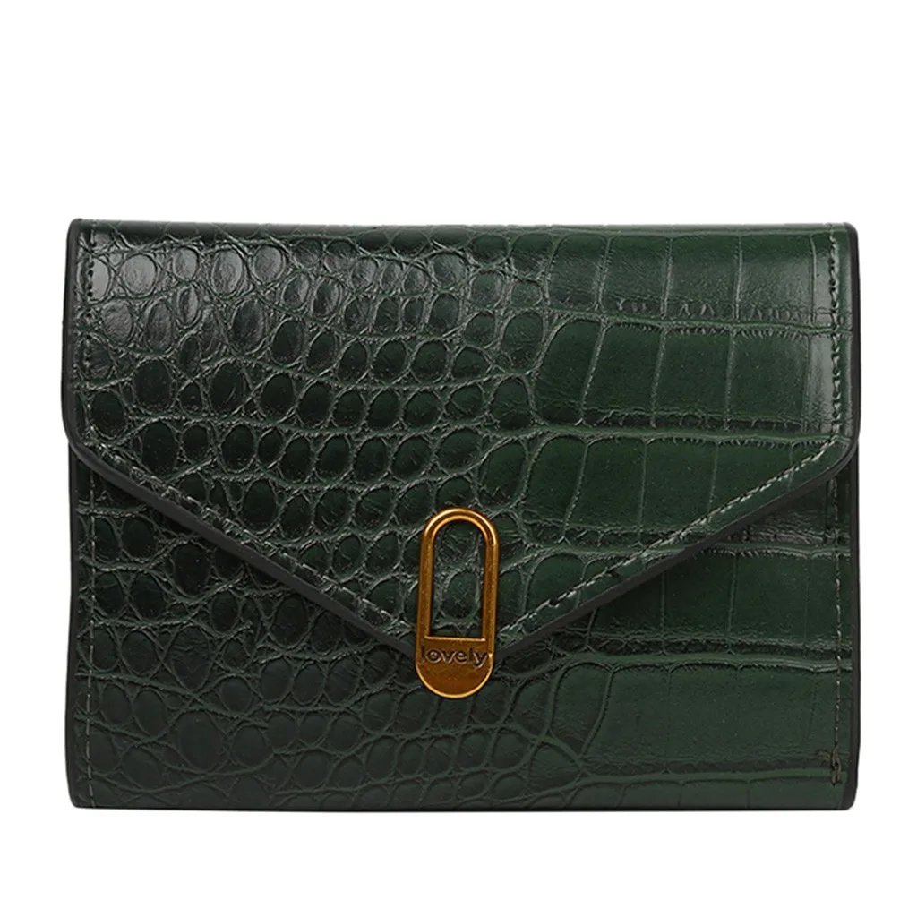 Женский короткий кошелек Aelicy однотонный кожаный в ретро-стиле с отделениями для