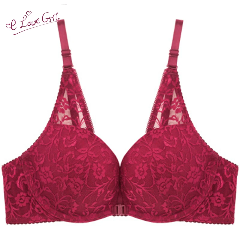 

E lovegirl Fashion Front Closure Thick Cup Sexy Beauty Push-up Bras Lace Closure Lingerie Bra For Women Plus Size Bra 32A-38B