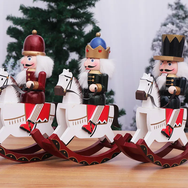 

Christmas Decoration Rocking Horse Nutcracker Home Store Window Desk Decor Horse-riding Soldier Doll Party Supplies