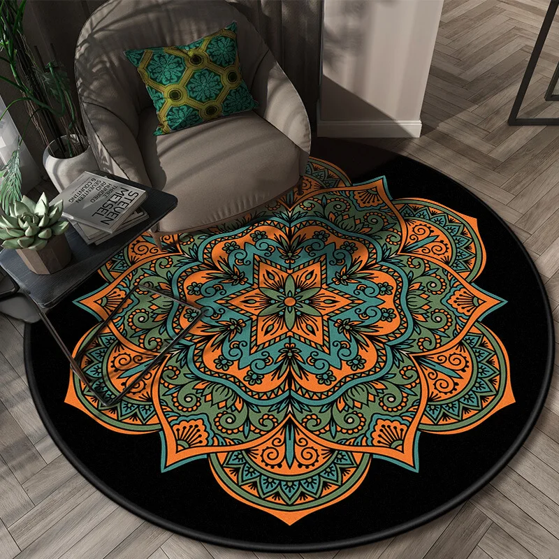 

Thickened carpet absorbent non-slip floor living room round mat bedroom retro flowers bedroom living room floor non-slip mat
