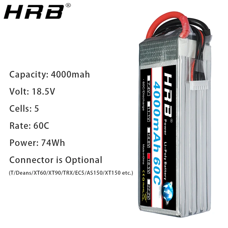 HRB Lipo 5S батарея 4000 мАч 18 5 в T Deans XT60 EC5 XT90 AS150 для Align REX 550 вертолетов MIKADO FPV самолетов RC