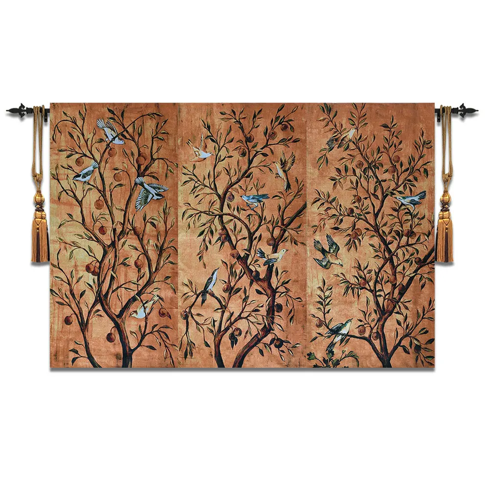

60X120CMX3 BELGIAN TAPESTRY OF FORTUNE TREE AND LUCKY BIRD CORRIDOR MURALS HOME PAINTING FABRIC
