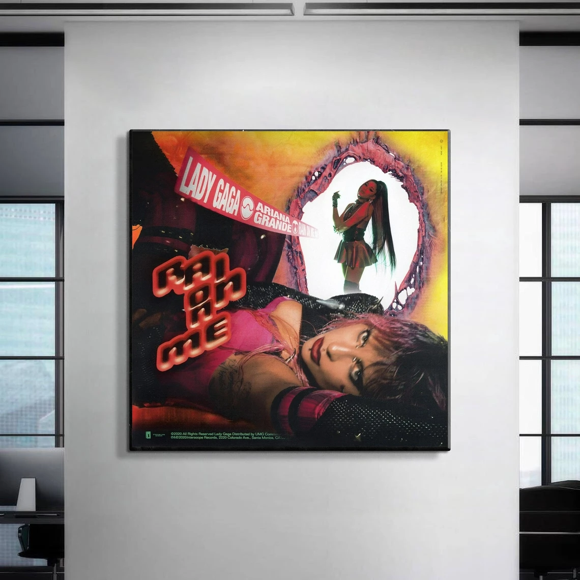 Леди Гага и Ариана Гранде Дождь На меня Обложка альбома Плакат Холст Печать Рэп