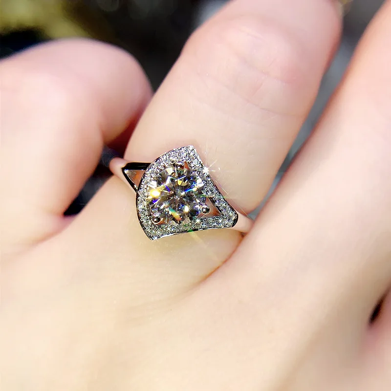 

Natural 1.5 Carat White Zircon Jewelry S925 Silver Ring for Women Anillos De Bizuteria Silver 925 Jewelry Gemstone Ring Box Girl