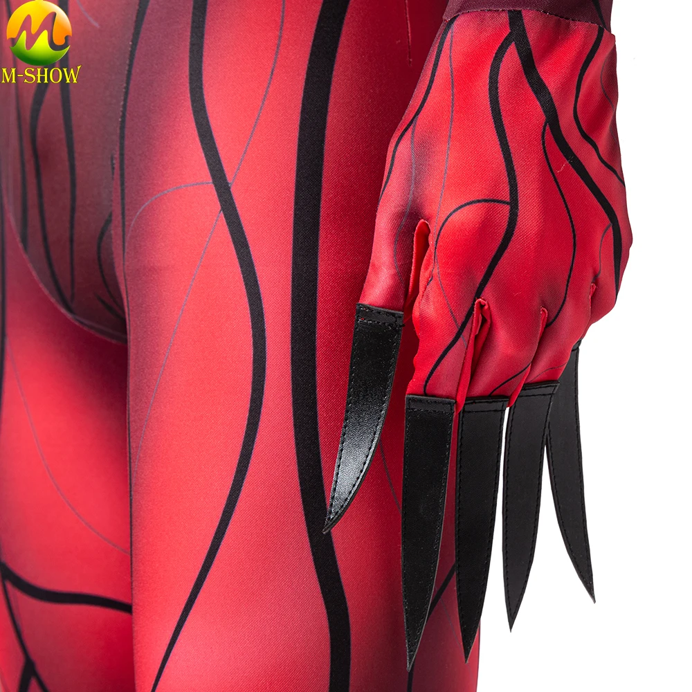 

Superhero Carnage Cosplay Costume Carnage Blood Bodysuit with Headgear Cletus Kasady Outfit for Halloween Party Custom Made