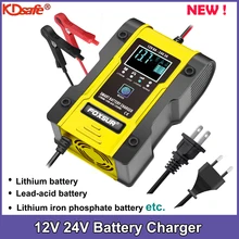 NEW 12.6V Lithium Car Battery Charger 12V 24V 6A Pulse Repair Smart Fast Charger AGM GEL Lead-Acid LiFePO4 LiPo 7-stage Charger