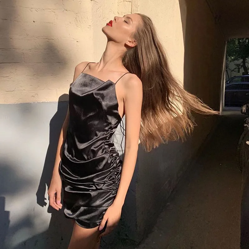Женское платье 2020 летняя Модная одежда сексуальное Клубное Элегантное Черное