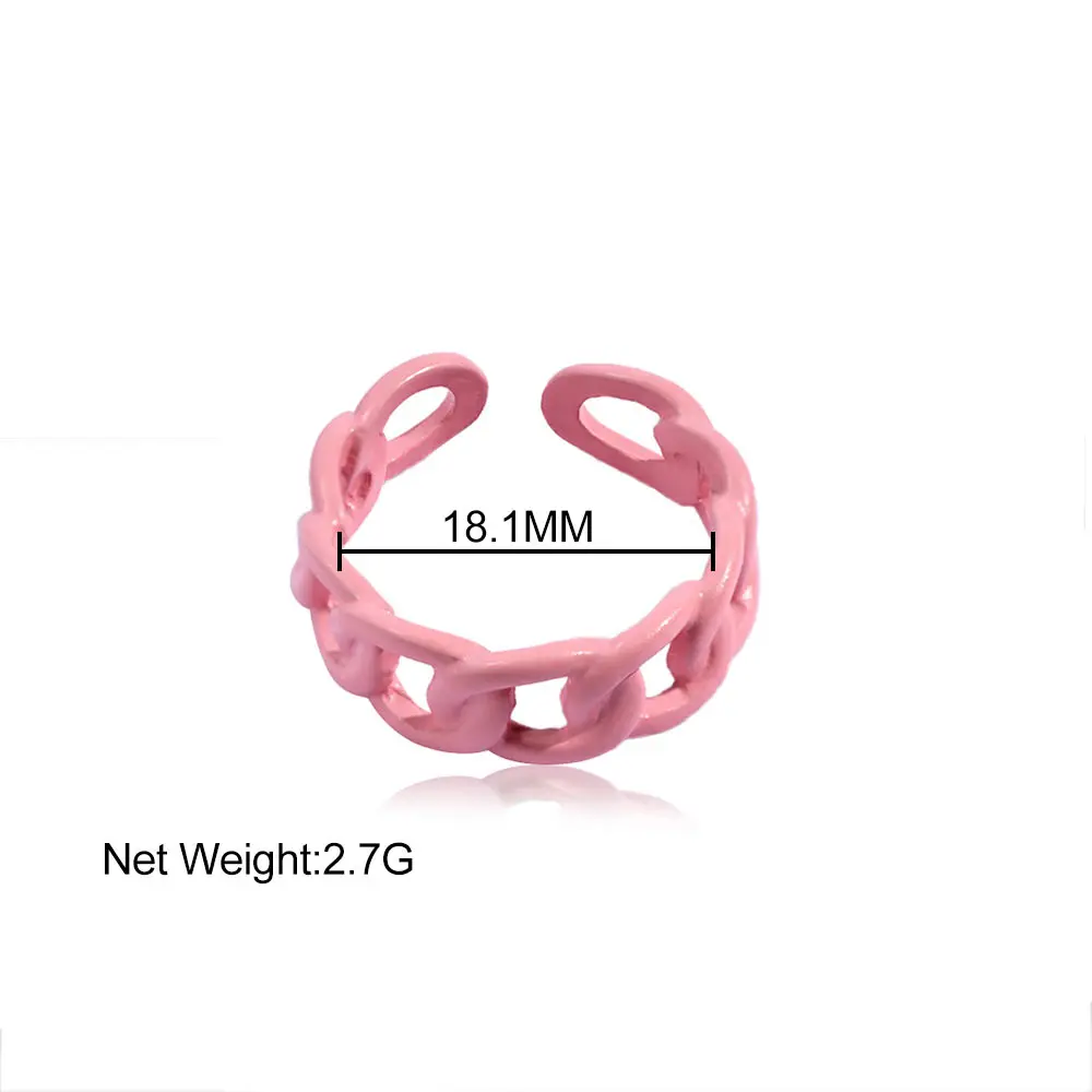 

Flatfoosie 2021 New Fashion Colorful Geometric Chain Rings Acrylic Candy Color Irregular Opening Rings for Women Party Jewelry