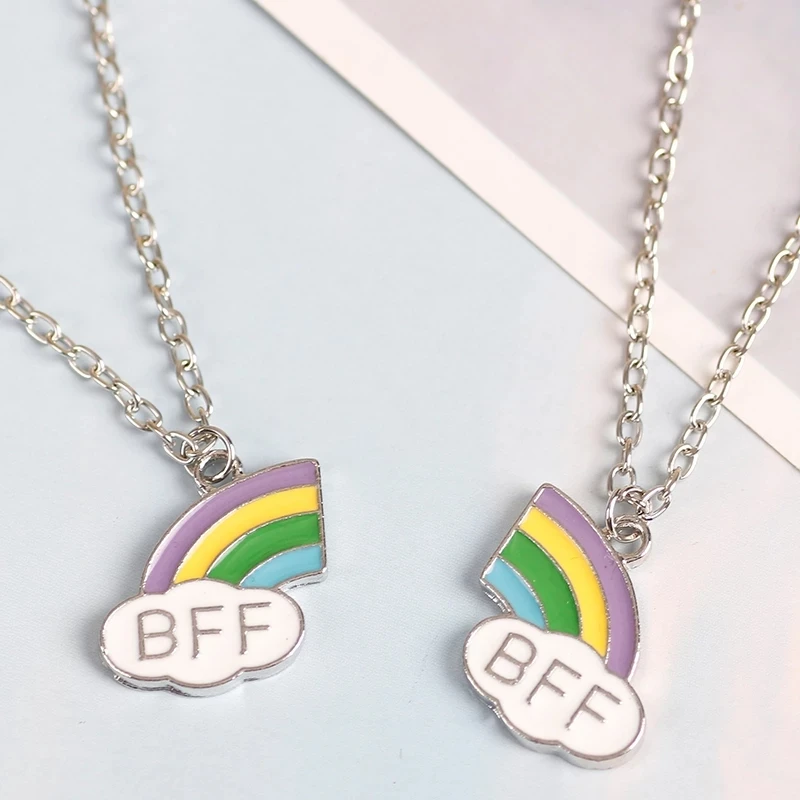 Fashion Best Friends Honey Love Couple Pendant Necklace 2 Pcs/ Set Chain Choke Broken Heart BFF Good Friendship Jewelry Gift images - 6