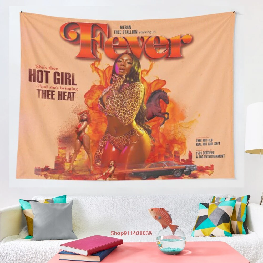 

Megan thee Stallion FEVER tapestry Art Wall Hanging Tapestries for Living Room Home Dorm Decor